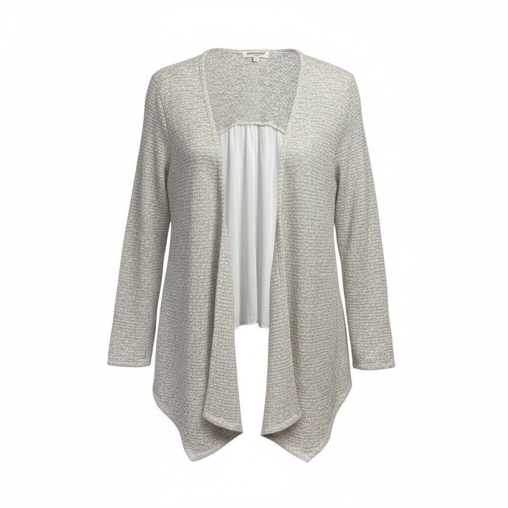 Living Doll Textured Pointelle Knit White/Beige Cardigan Women’s S